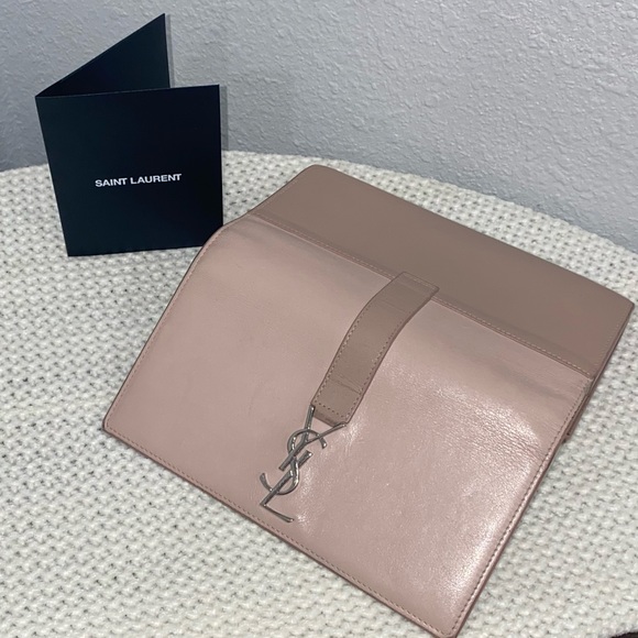 SAINT LAURENT WALLET BI FOLD FLAP WALLET 414567 BEIGE LEATHER 1017 Authentic - Picture 10 of 10
